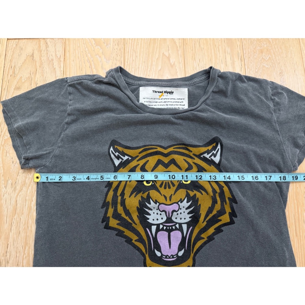 THREAD HIPPIE Womens T-Shirt Tiger Graphic Vintage Wash Boho Edgy Small - Picture 3 of 5